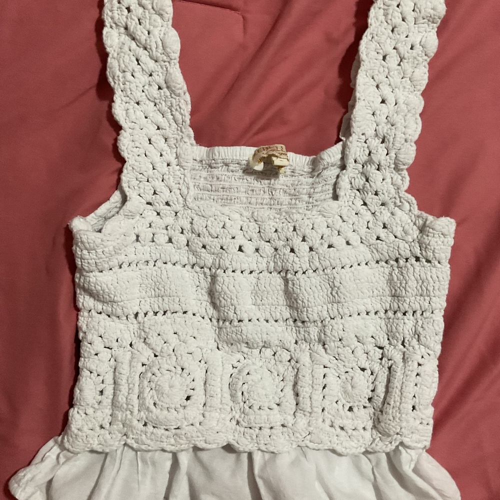 White Crochet Sleeveless Top